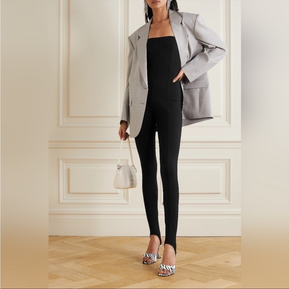 Wolford Γ Amina Muaddi One Piece Strapless Catsuit Jumsuit Black Org $870 small - Picture 12 of 12